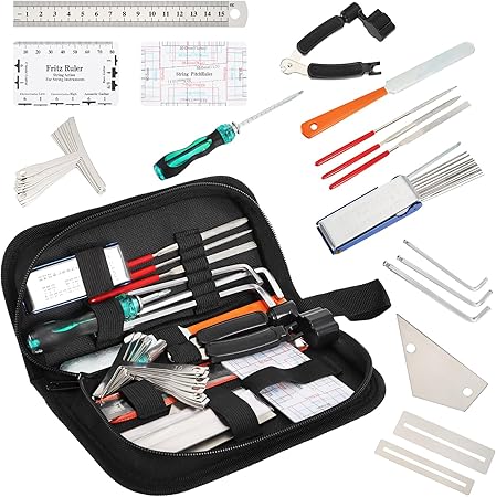 SOUJOY 26Pcs Guitar Tools for Set Up, Repair & Maintenance Kit with Carry Bag, Luthier Tools, Guitar Winder, Setup Kit for Guitar, Ukulele, Bass, Mandolin, Banjo