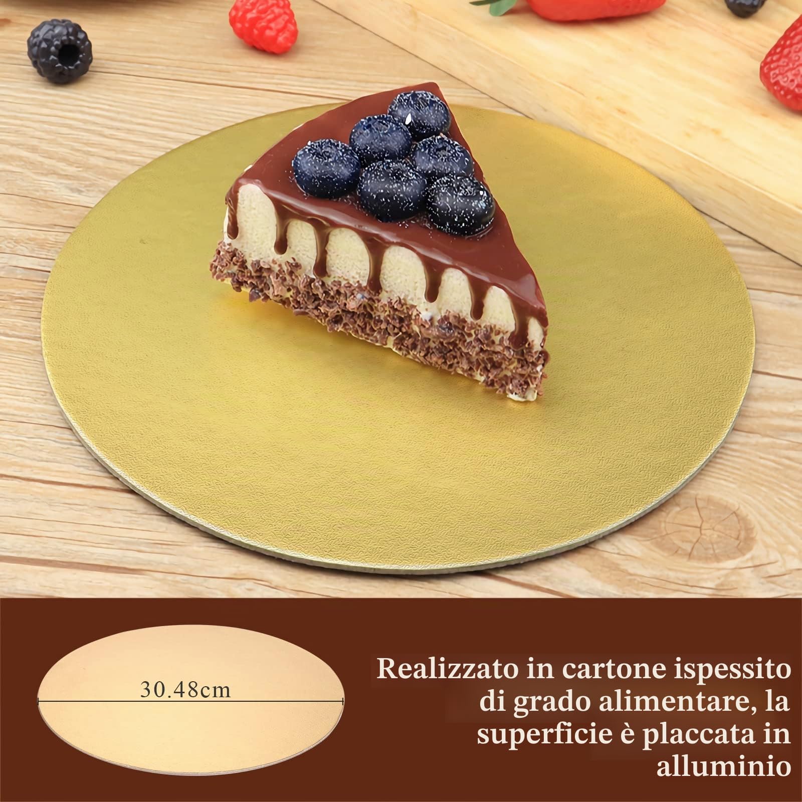 Piatto girevole per torte, in alluminio, 30,5 cm, con spatola per glassa, pettine per glassa, per pasticceria