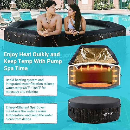 Miniatura 10 de #WEJOY Bañera de hidromasaje portátil de 73 x 73 x 25 pulgadas, hidromasaje inflable octágono para 4 a 5 personas, bañera de hidromasaje climatizada