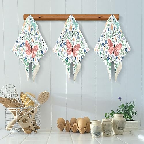 Miniatura 5 de Butterflies Meadow Flower Cotton Print Microfiber Towels for Kitchen Absorbent 6 Pack Tea Towels for Kitchen for Restaurant Table
