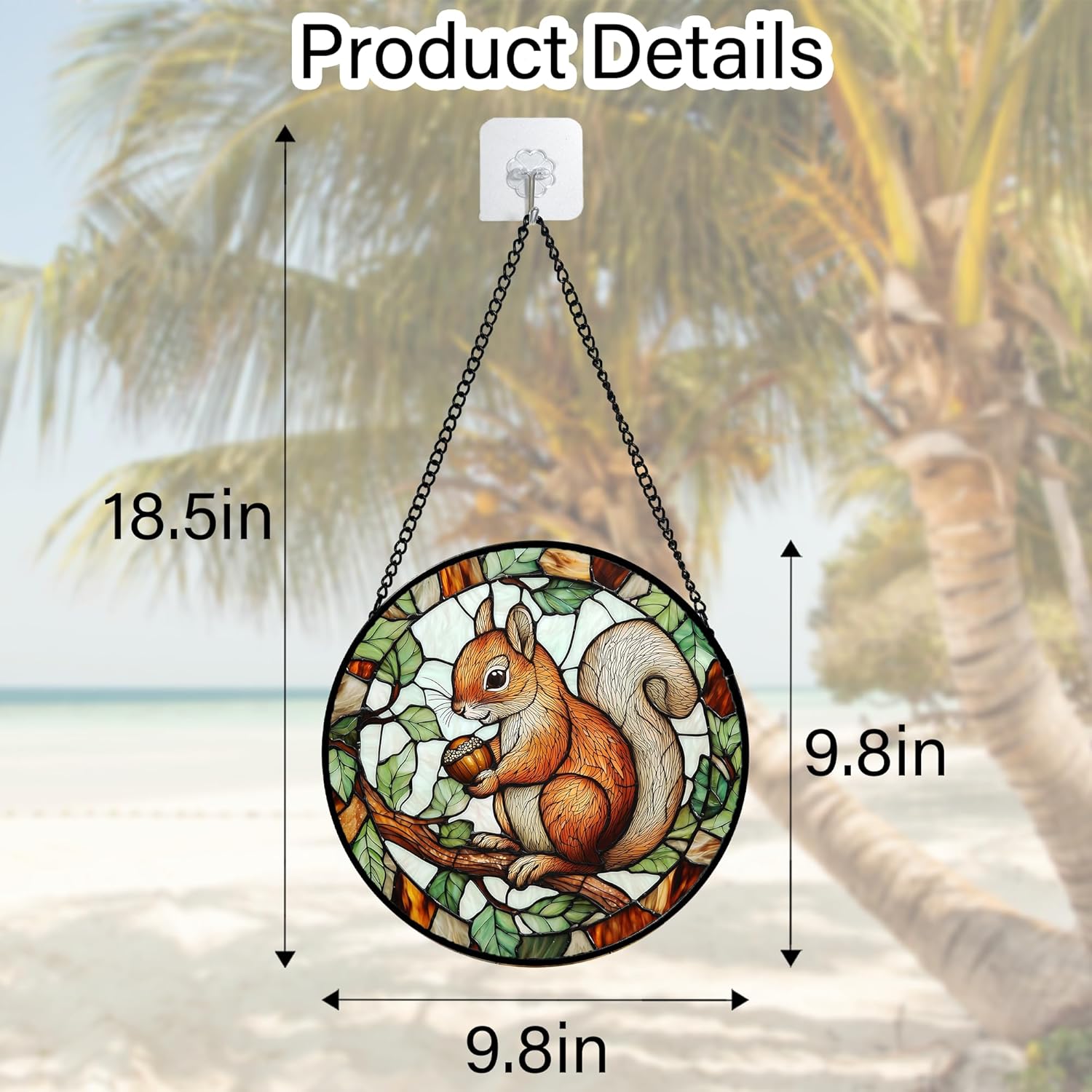 Stained Glass Window Hanging, Squirrel on a Branch Suncatcher Diamond Glass Panel Animal Sun Catchers Decor for Birthday for Women, Men, Wife, Aunt, and Mom 9.8 in - Image 5