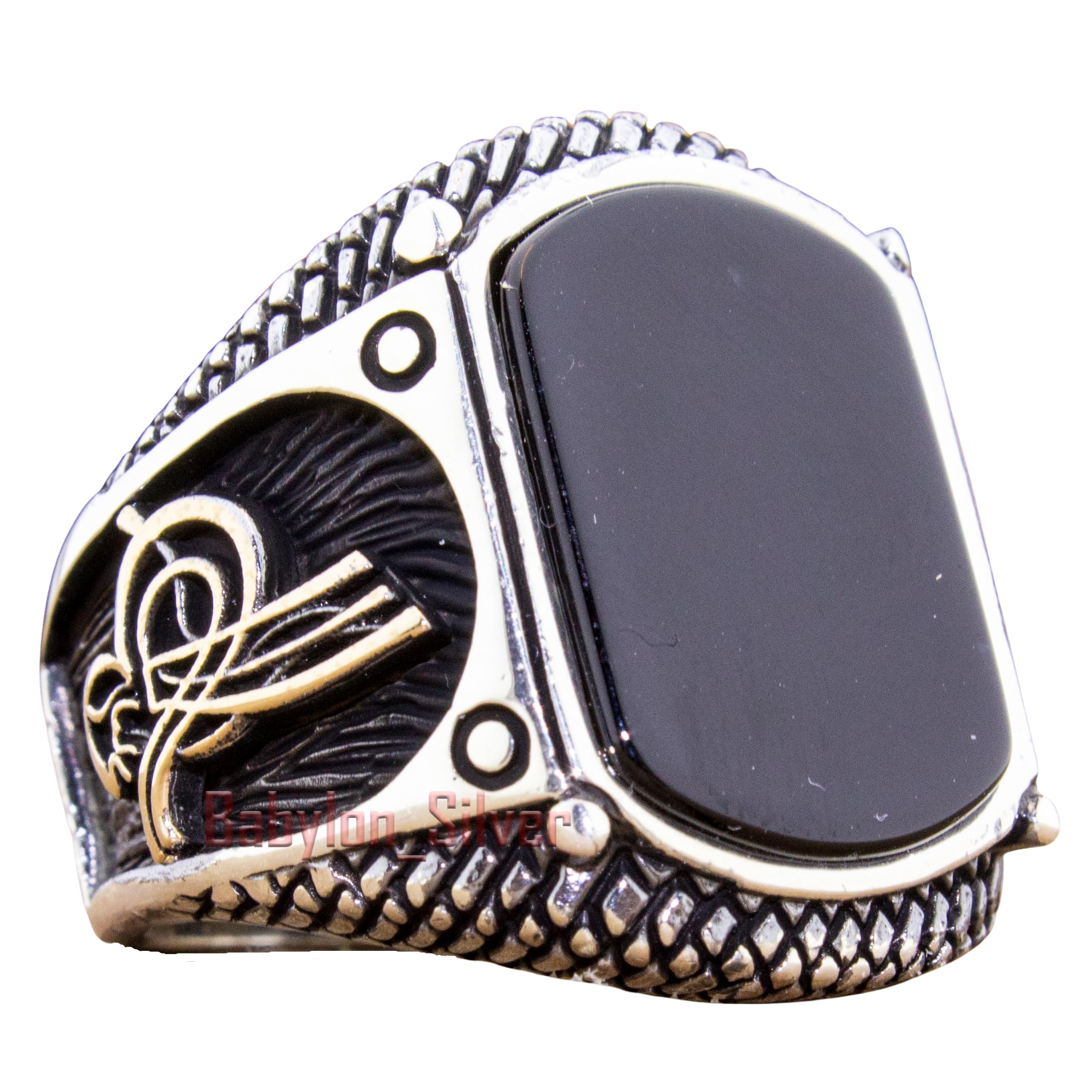 Genuine Solid 925 Sterling Silver Black Onyx Ring for Men