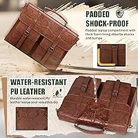 Vista 6 de RAINSMORE Mens Messenger Bag 17 Inch Vintage Leather Laptop Briefcase Magnetic Closure Large Satchel Computer Shoulder Bag
