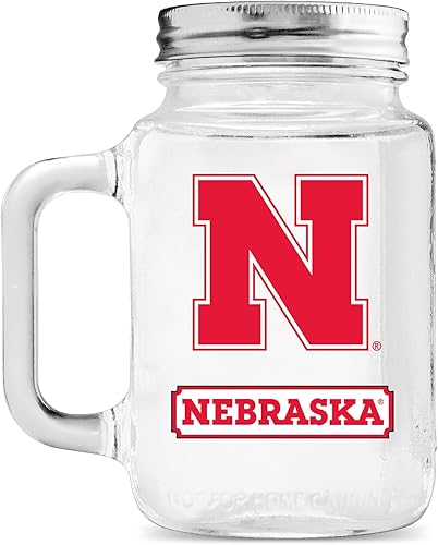 NCAA Nebraska Cornhuskers - Tarro de vidrio de 20 onzas