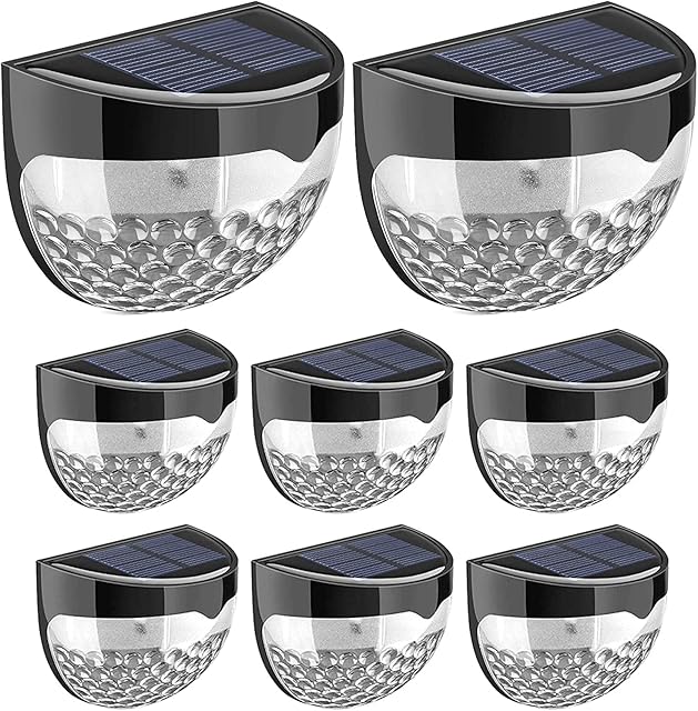 GloBrite Solar Fence Lights | Decorative Garden Light | Outdoor Wall Light Led, Wireless, Waterproof, Home Décor | Perfect for Railing Fence, Deck, Step Yard Patio, Pathway, Stairs (Pack of 8)