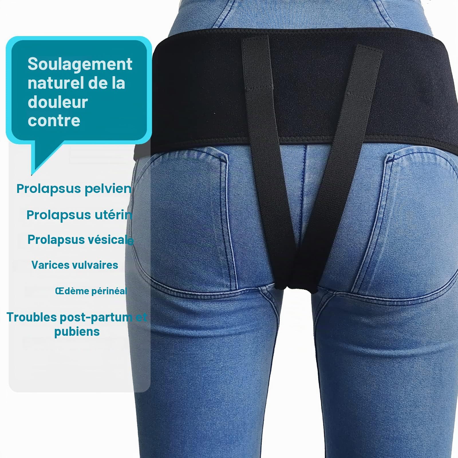 Ceinture de soutien pelvien pour femme pour traiter la vessie tombée, le prolapsus utérin, les varices vulvaires, la dysfonction post-partum et la symphyse pubis