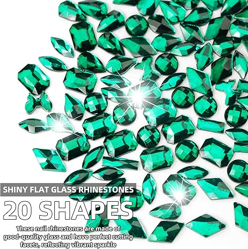 Miniatura 2 de Diamantes de imitación para decoración de uñas, 1000 diamantes de forma especial, mezcla de 20 estilos de diamantes de imitación con parte trasera