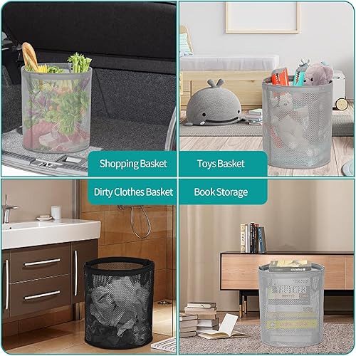 Miniatura 5 de Cesta de lavandería con asas, cesta de lavandería de plástico para ropa sucia, malla de almacenamiento de ropa sucia, bolsa de lavandería redonda