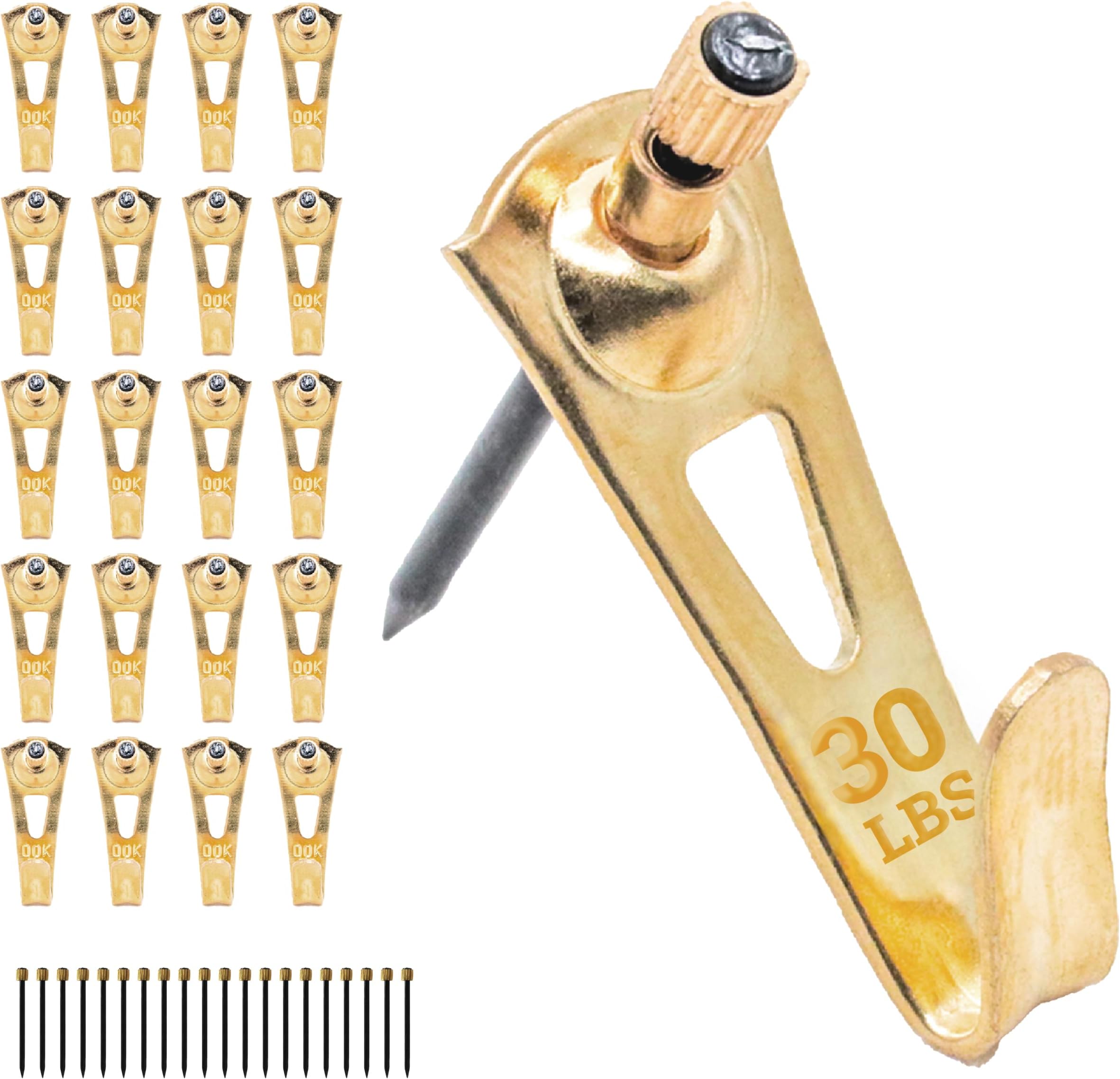 PHS - Professional Plaster Wall Picture Hangers 30 lbs - 25 Pack - Heavy Duty Picture Hooks for Drywall - Frame Hanging Hardware - Art Hooks for Wall - Secure Picture Hanging Kit