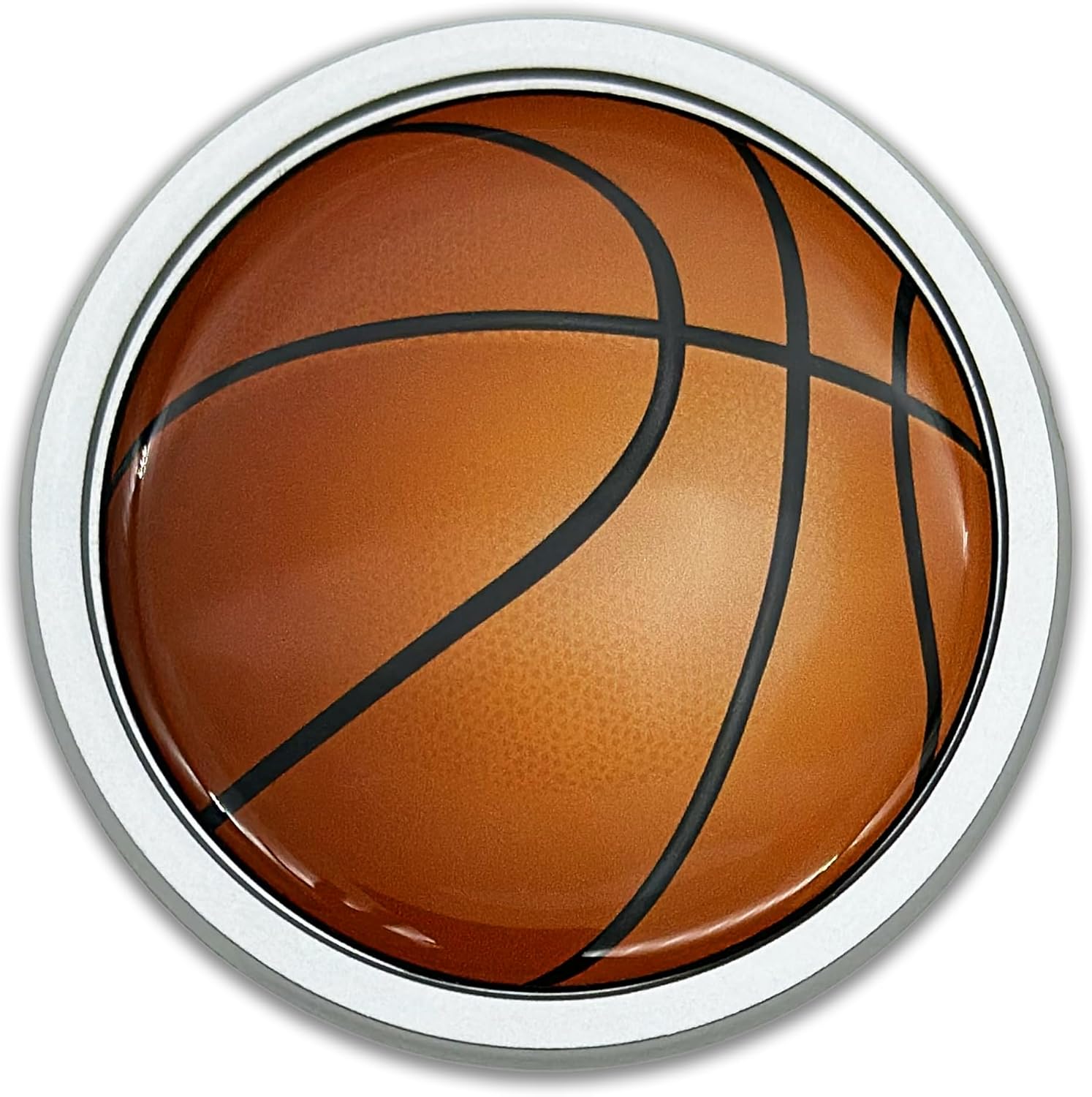 Basketball Silver Plastic Emblem for Cars, Trucks, SUVs and All Auto | Universal Fit at 3.0" | Weatherproof | Made in the USA