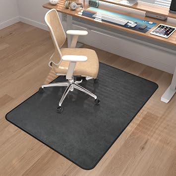 Placoot Office Chair Mat for Hardwood & Tile Floor, 55"x35" Computer Gaming Rolling Chair Mat, Under Desk Low-Pile Rug, Large Anti-Slip Floor Protector for Home Office Dark Grey