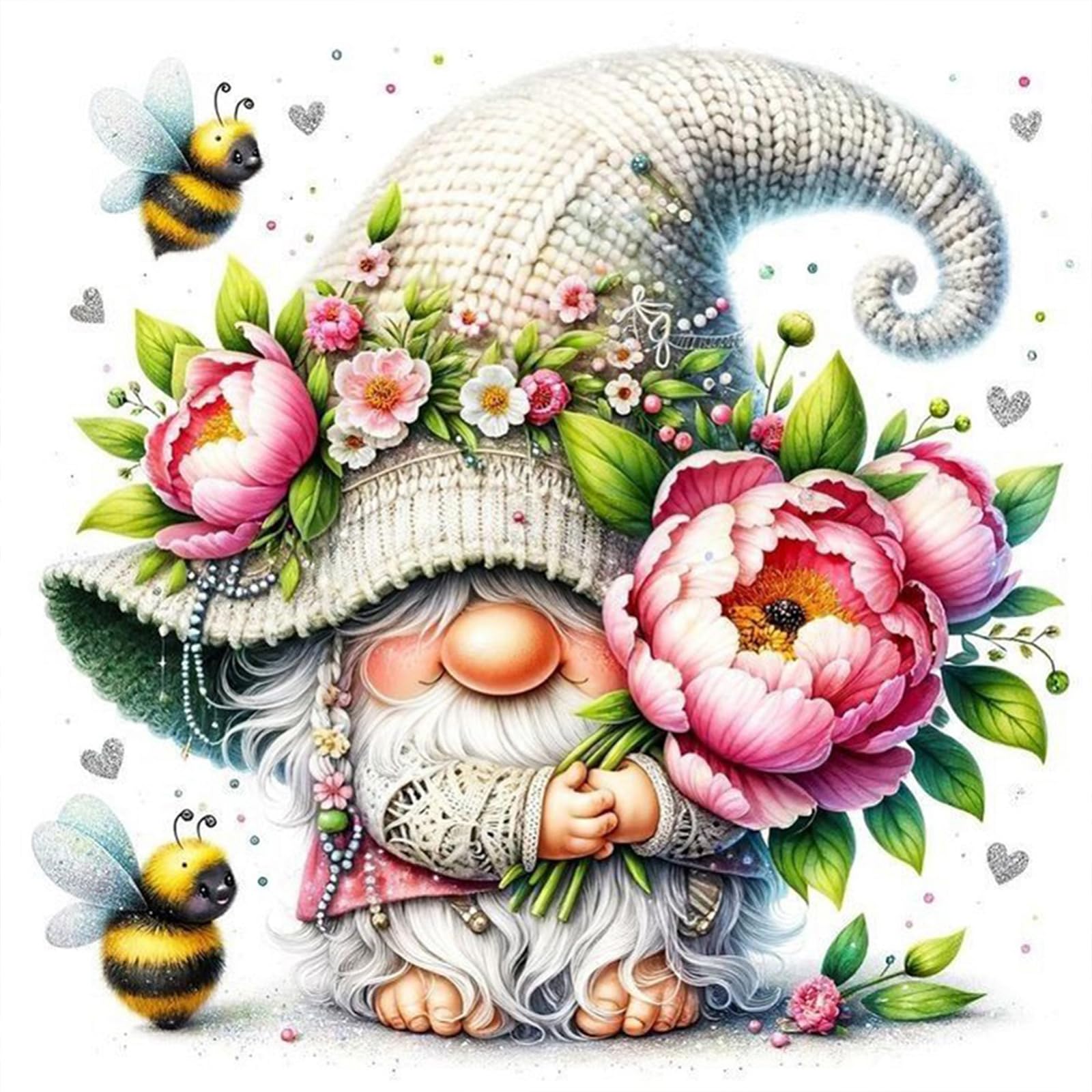 DIY Peony Goblin Paint by Numbers Kits Drawing Paintwork on Canvas 13.77x13.77in with Frame Canvas Oil Painting Number Painting for Beginners Adults Gift Home Wall Decor