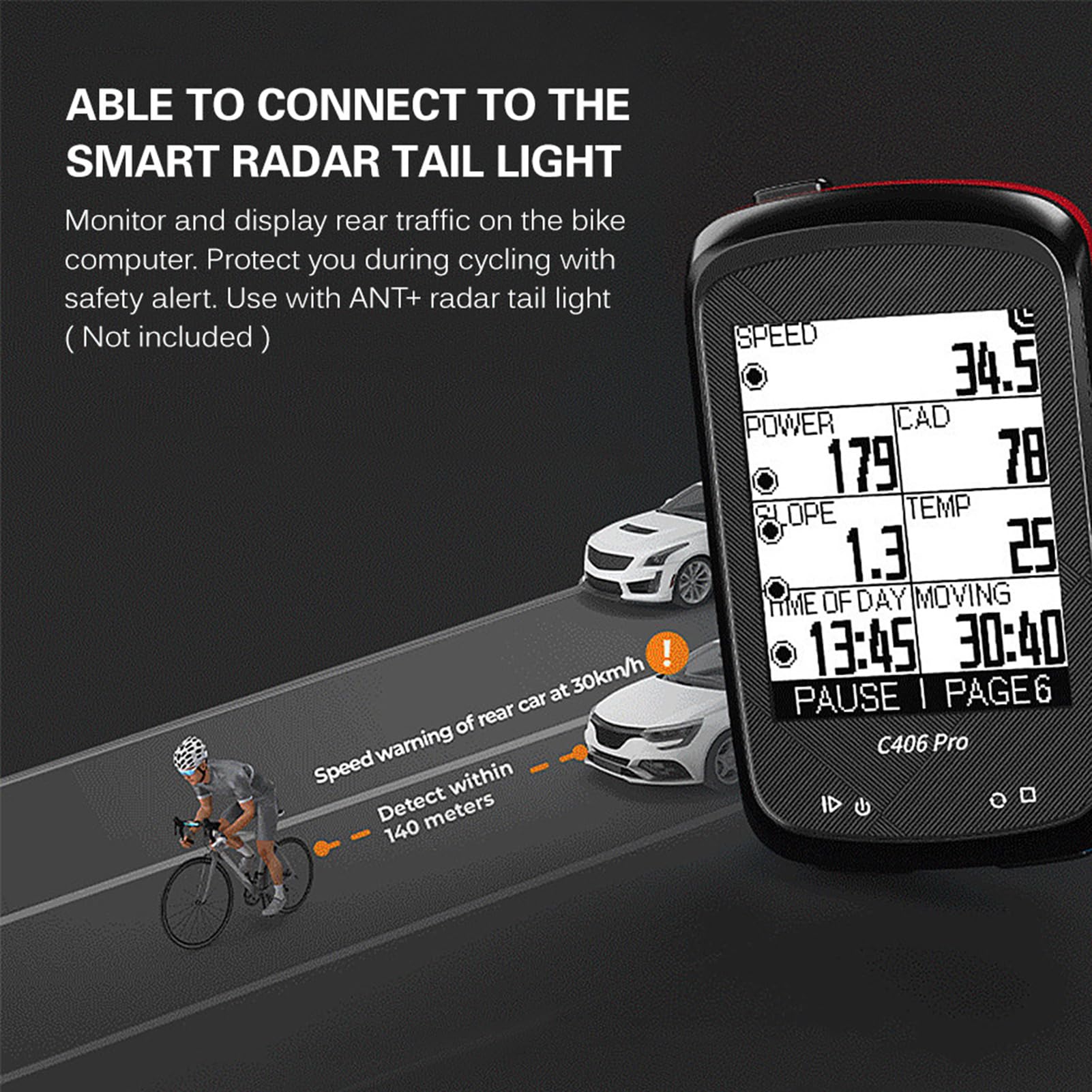 Lixada Bicicleta GPS Computadora Impermeable Inalámbrico Ant + Smart Bike Velocímetro Bicicleta Odómetro