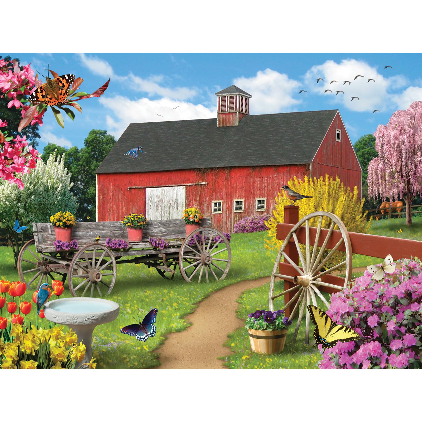 Bits and Pieces - 300 Piece Jigsaw Puzzle for Adults - 18" x 24" - Rustic Retreat - 300 pc Large Piece Colorful Farm Jigsaw by Alan Giana