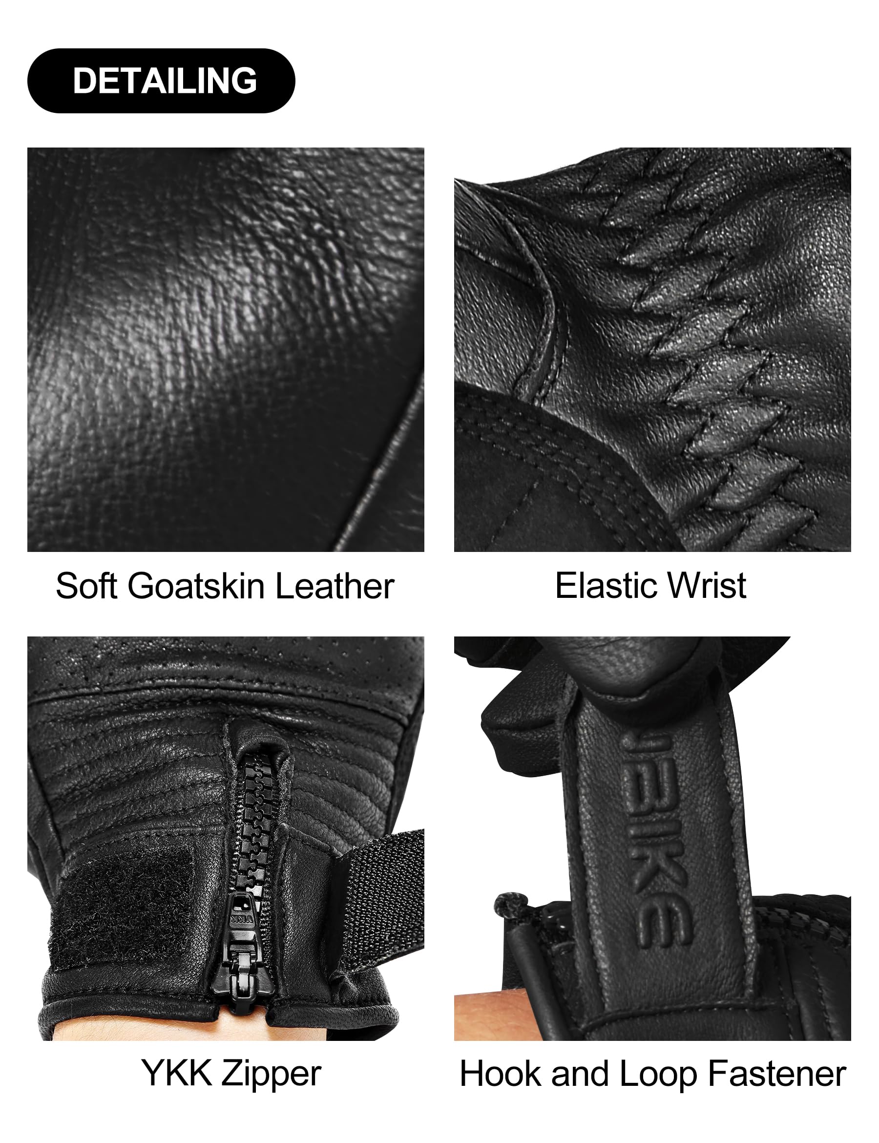 INBIKE Guantes Moto De Piel Cuero 100% con Buen Agarre Y Ventilación, Guantes Motocicleta Vintage con Protecciones Profesional En Los Nudillos(IM805)