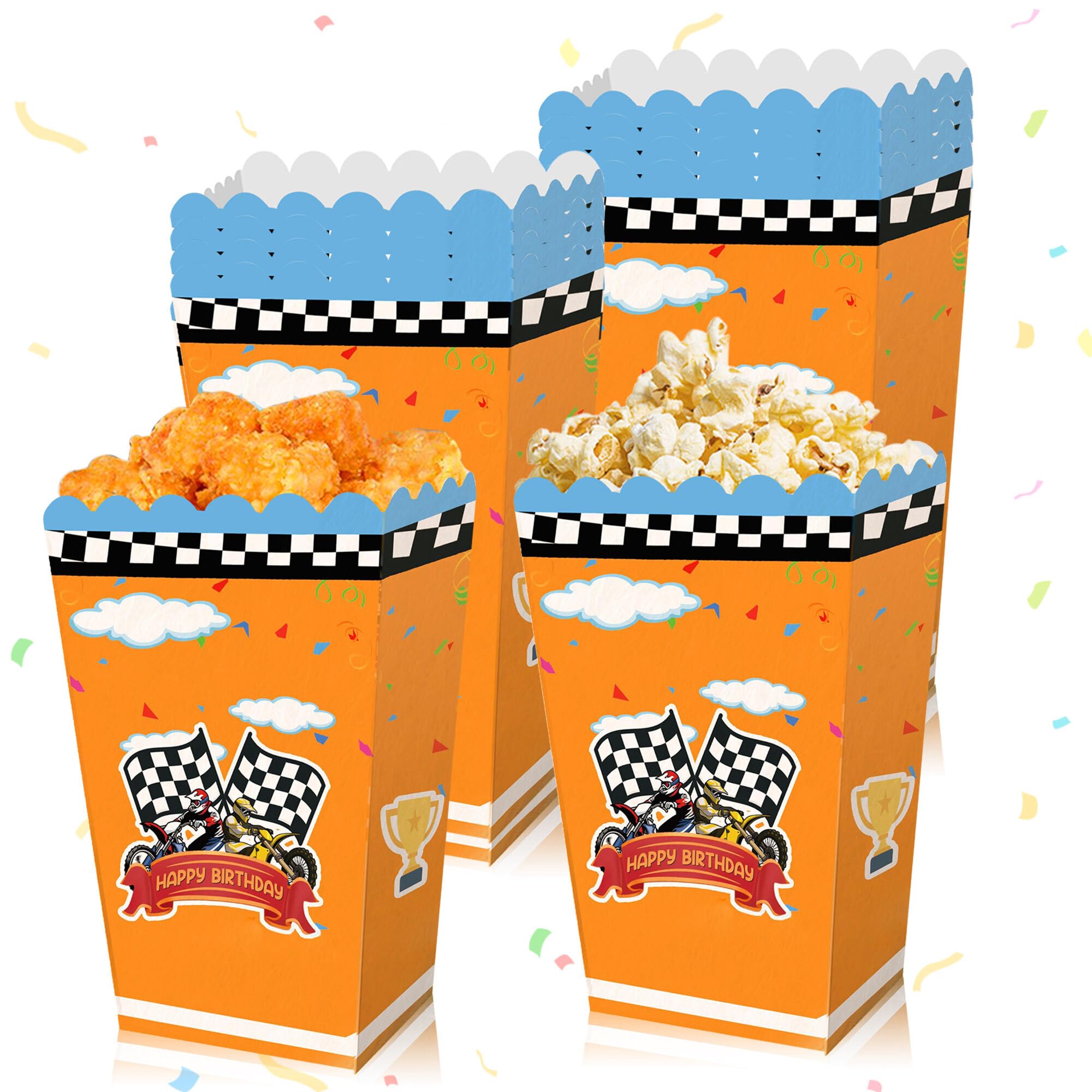 12 PCS Dirt Bike Birthday Party Decorations Dirty Bike Motocross Popcorn Boxes Motocross Theme Party Supplies for Dirt Bike Birthday Decorations Wild