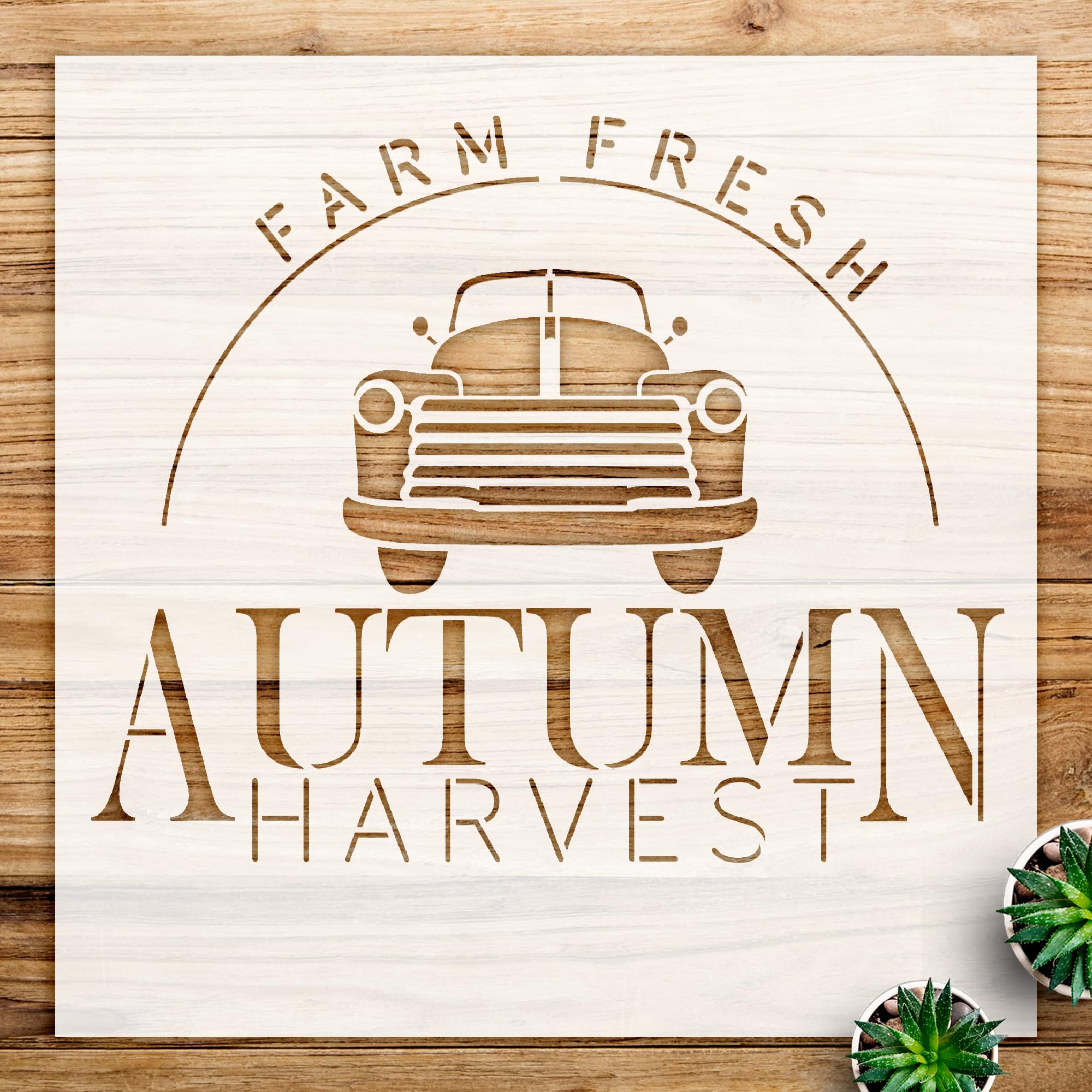 Pumpkin Truck Stencil Pattern for Wood and Crafts, Reusable Mylar Template, Ideal for Autumn Decor and Seasonal Art Projects - Size A3 (11.7