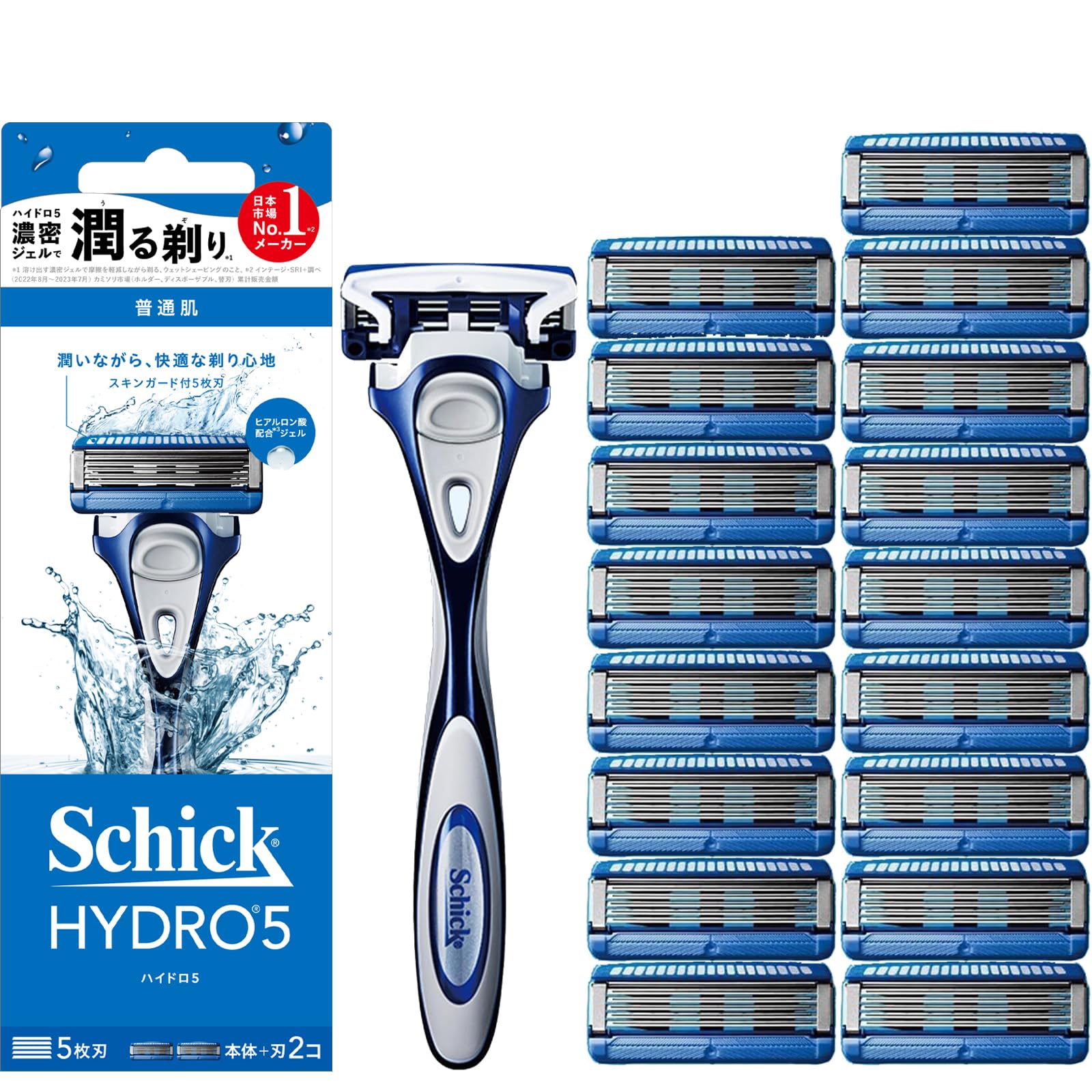 Schick(シック)ハイドロ５ベーシック ホルダー＋替刃セット（本体刃付き＋替刃17個）男性用 髭剃り カミソリ お買得セット