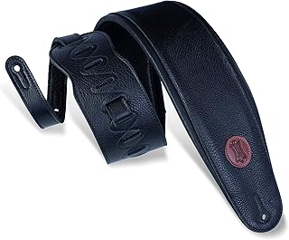 Levy's Leathers - Tracolla per chitarra in pelle extra lunga e imbottita, 11,4 cm, regolabile da 94 a 160 cm, colore: Nero (MSS2-4-XL-BLK)