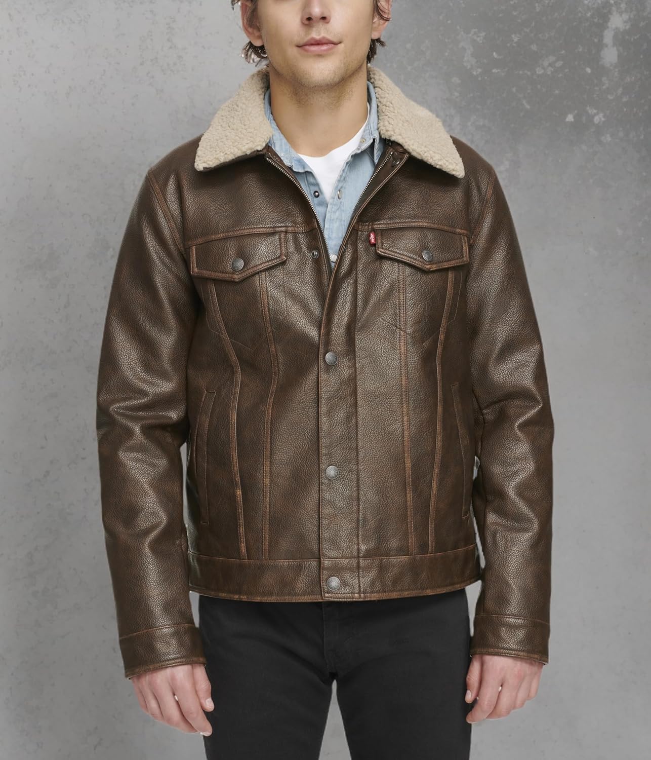 Levi's mens Faux Leather Classic Trucker Jacket - Image 7