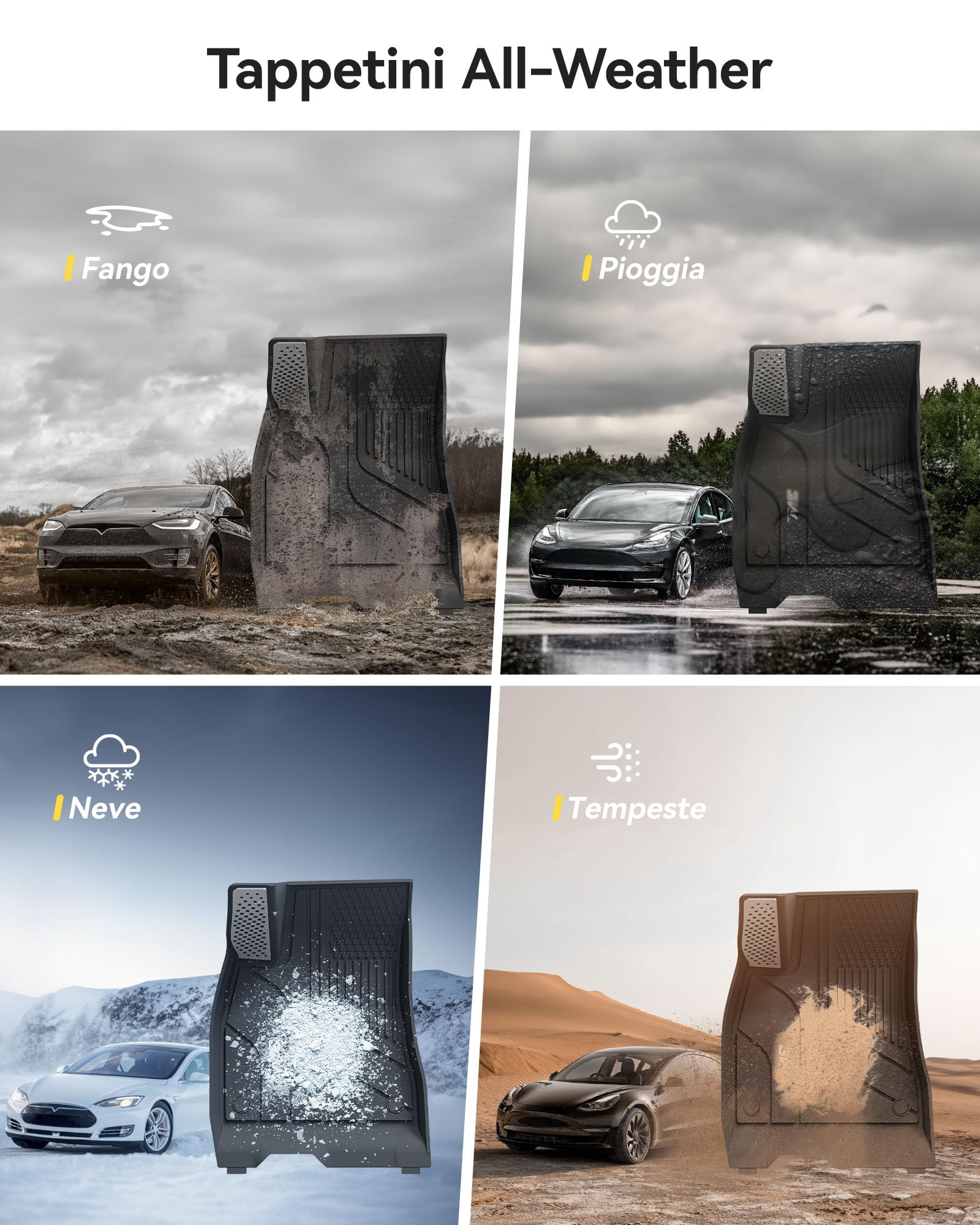 3W Tappetini Compatibile con Tesla Model 3 Highland 2024-2025 2026, Facili da pulire Tappetino Antiscivolo e Impermeabili a Copertura Completa Set, Tutte le Stagioni Tappeti Auto su Misura in Thorex™