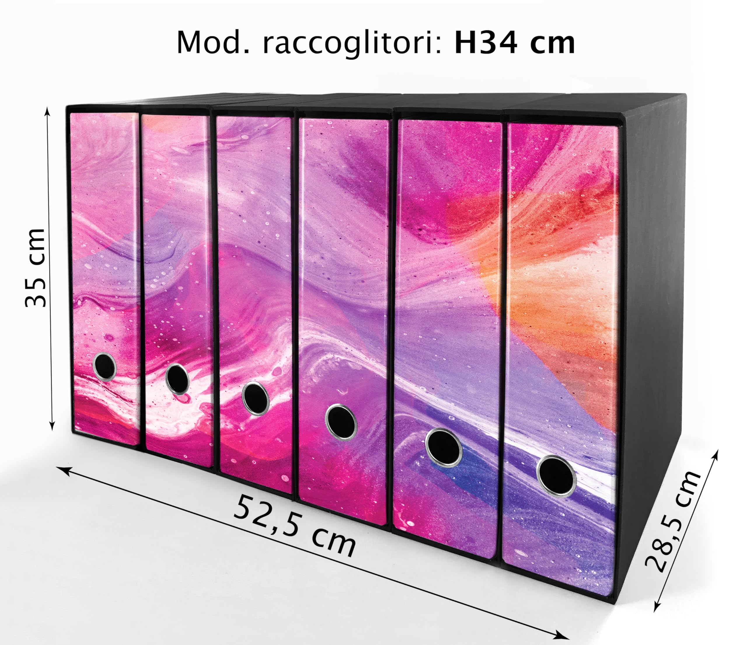Set da 6 raccoglitori ad anelli - RESINA ROSA (H34 cm con 2 anelli)