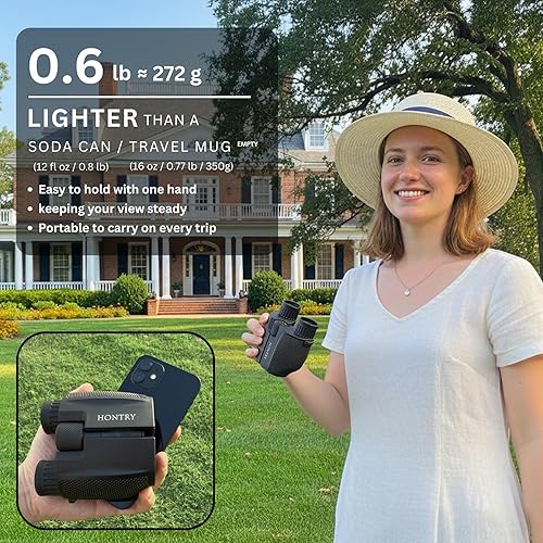 Miniatura 5 de Hontry Binoculares para adultos y niños Binoculares compactos de 10 x 25 pulgadas para observación de aves teatro y conciertos caza y juegos