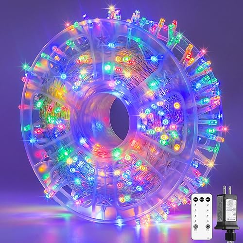 Miniatura 39 de JMEXSUSS 200 luces LED rojas y verdes de Halloween para exteriores, tira de luces de Navidad de 66 pies, cable transparente para interiores, enchufe