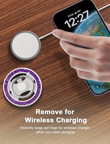 Miniatura 7 de Soporte magnético para anillo de teléfono extraíble para carga inalámbrica y soporte ajustable compatible con iPhone Series 15, 14, 13, 12 Pro Max,