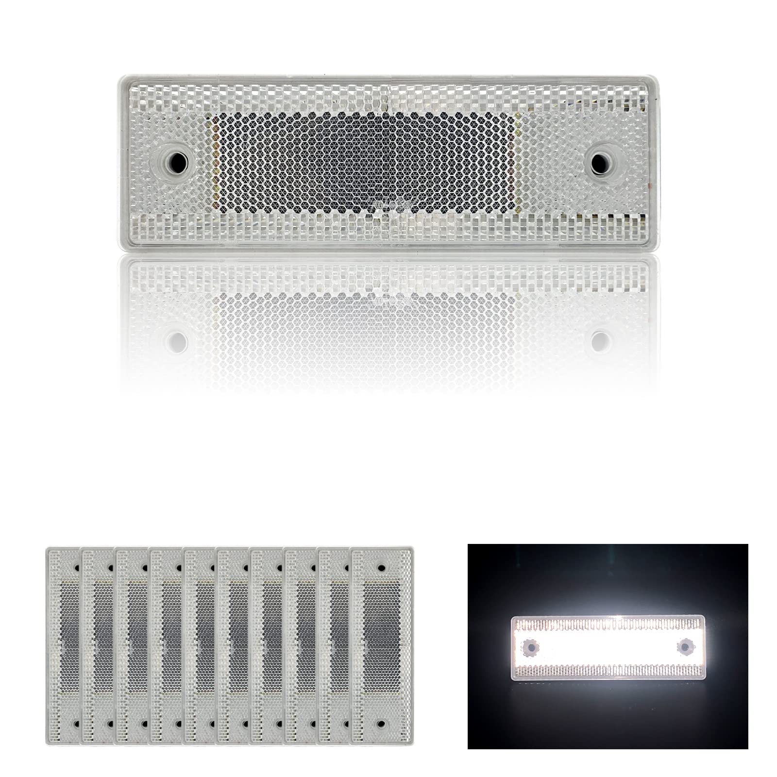 Réflecteur autocollant ovale 150 x 50 mm Sécurité étanche à coller pour allée boîte aux lettres arbres