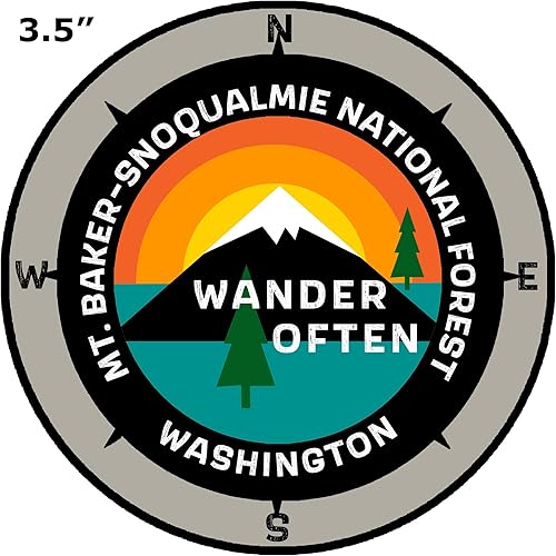 Miniatura 2 de MT. Baker-Snoqualmie National Forest Washington - Wander Often - 3.5 pulgadas ventana coche camión calcomanía calcomanía vacaciones recuerdo viaje