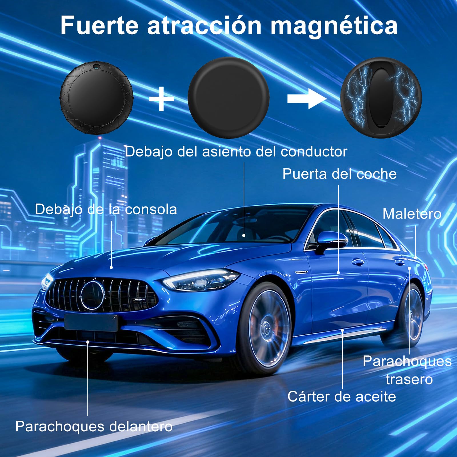 GPS Coche localizador, 2026 Localizador GPS para Coche, Compatible con Android y iOS, Seguimiento en Tiempo Real, Mini magnético para Coches Tracker rastreador para Coches Sin cuota mensual -Negro - 5