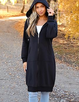 Amazon.com: Zeagoo Women Casual Zip up Hoodies Fleece Tunic