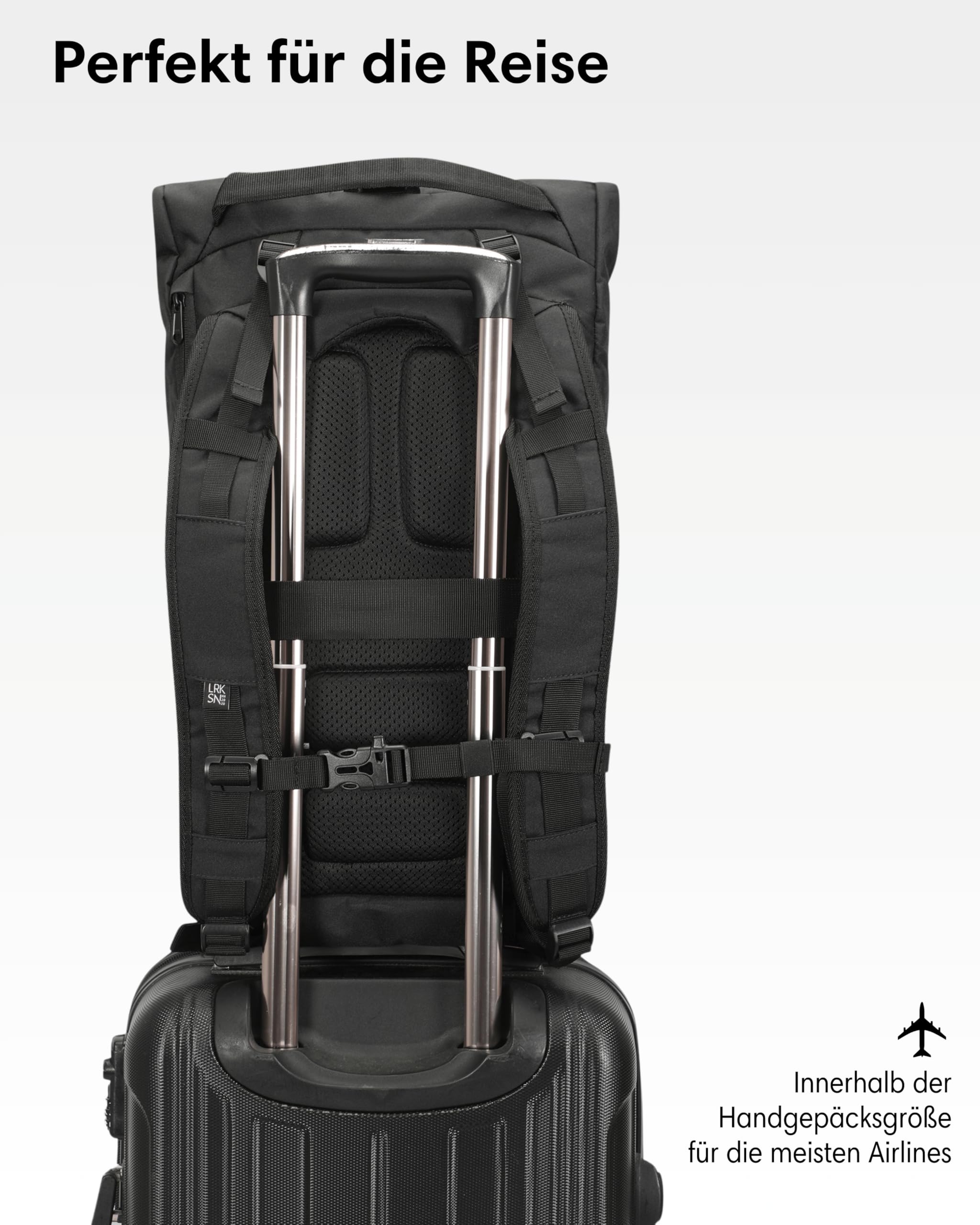 LARKSON Wanderrucksack Damen & Herren Schwarz - Arvid - Trekkingrucksack 20L - Wandern, Trekking, Reisen - Tagesrucksack mit Hüftgurt & Mesh-Polsterung - Wasserdichte Reißverschlüsse