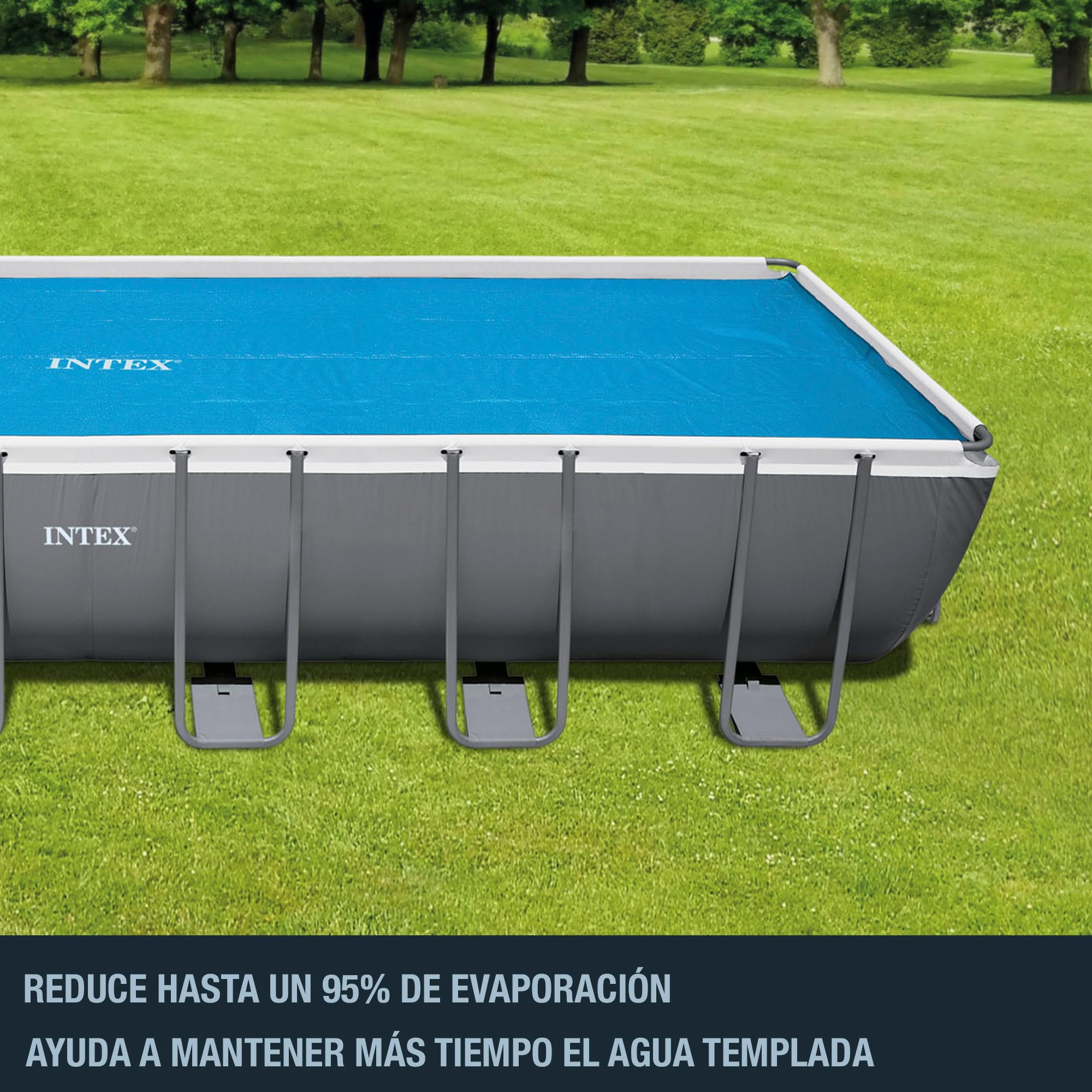 Intex Solarabdeckplane für Ultra Frame rechteckig 732 x 366 cm, Stärke 160 Mikron, Fertigungsmaß: 716 x 346 cm, 28017 Blau