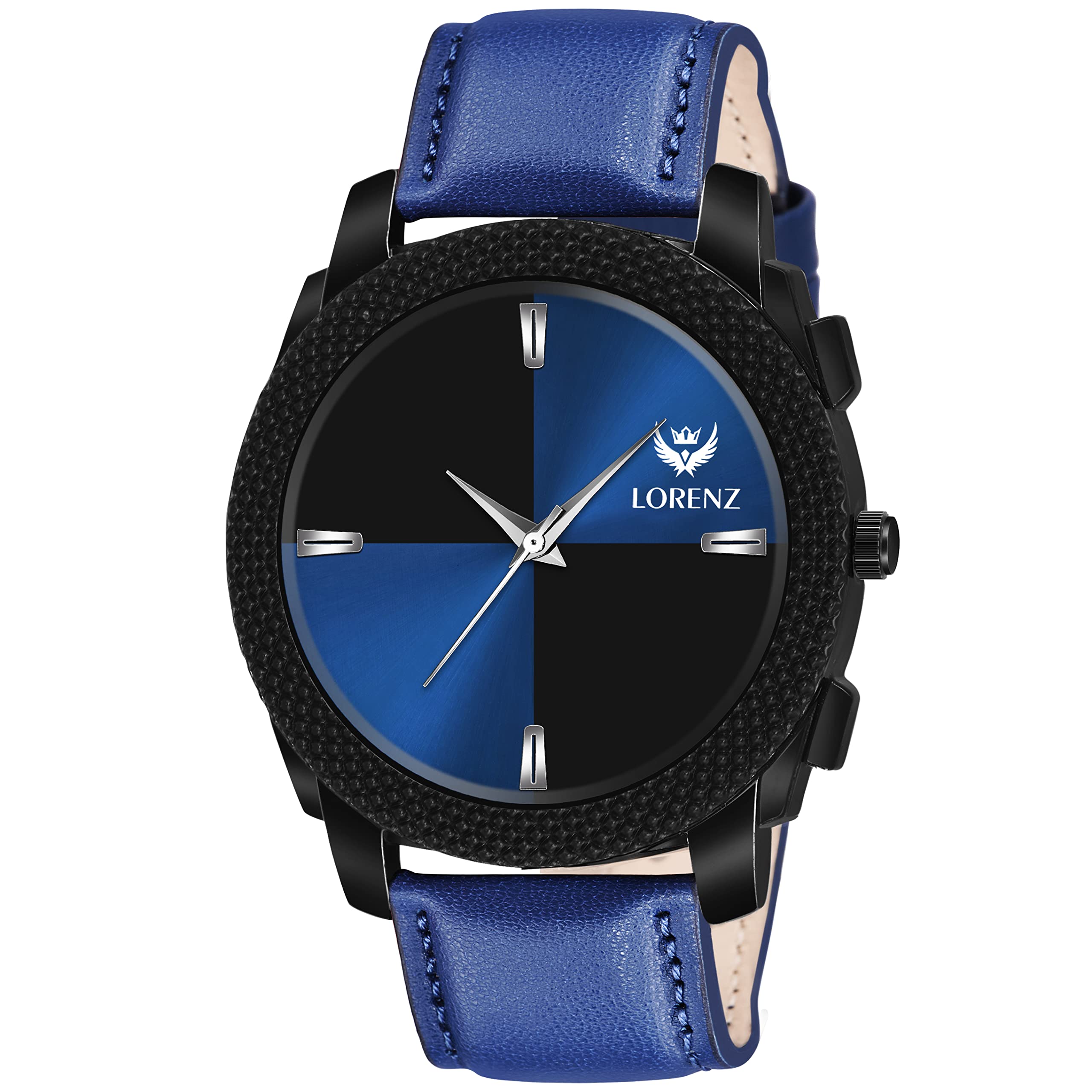 LORENZ Two Tone Dial & Blue Leather Strap Analogue Watch for Men | MK-408R (B09RT45Y47) Amazon Price History, Amazon Price Tracker