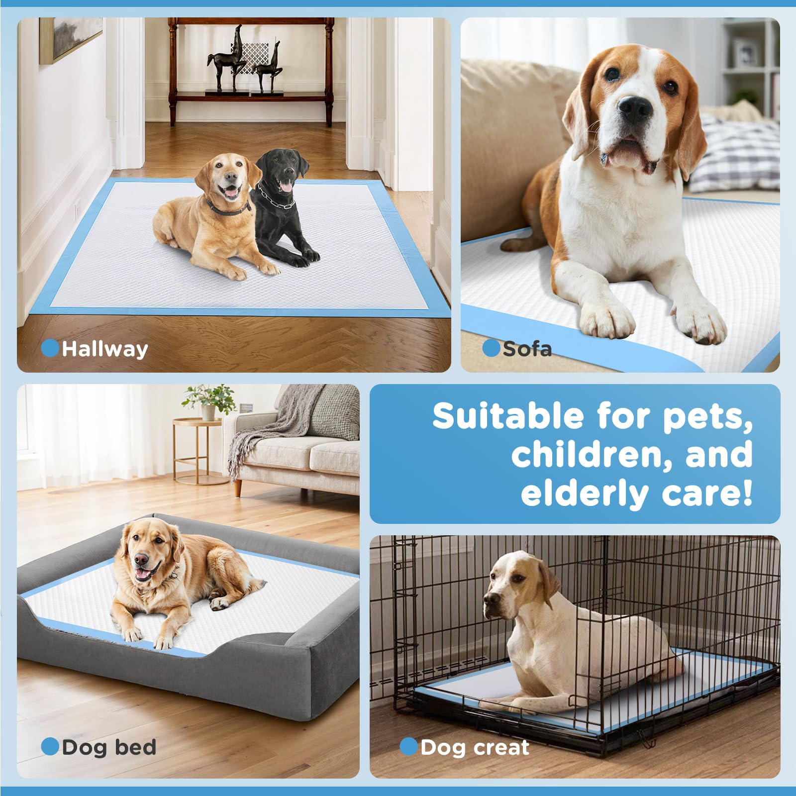 iweepet Enormes almohadillas de entrenamiento para perros de 37 x 54 pulgadas, gruesas, súper absorbentes y a prueba de fugas, 6 capas para cachorros, 30 unidades, almohadillas desechables para orina