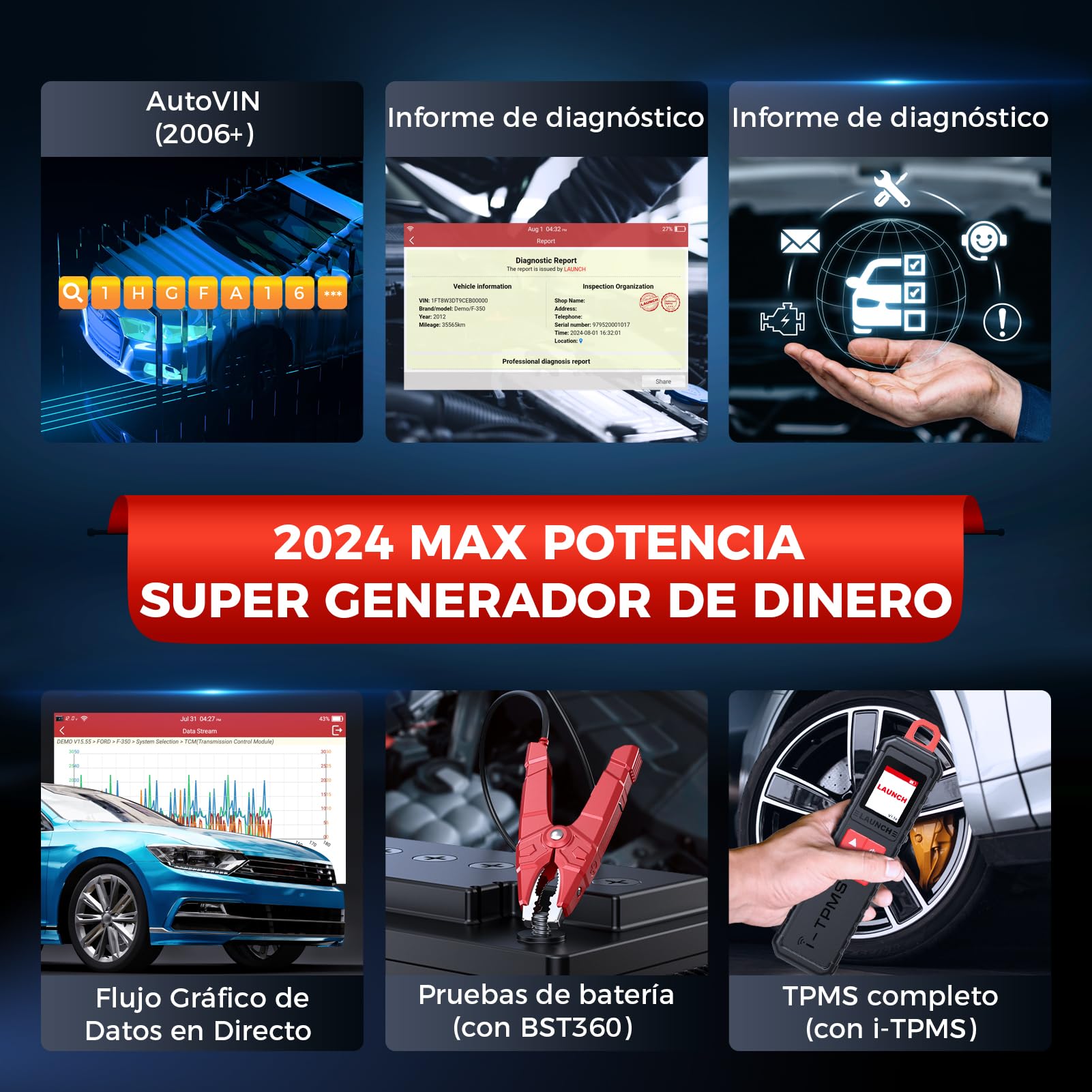 LAUNCH X431 CRP919X Lite Maleta de Diagnóstico Auto, Herramienta de Diagnóstico Bidireccional con Scanner y 32+ Servicios Calientes, Sistema Completo de Diagnóstico OBD2 en Francés, Reinicialización