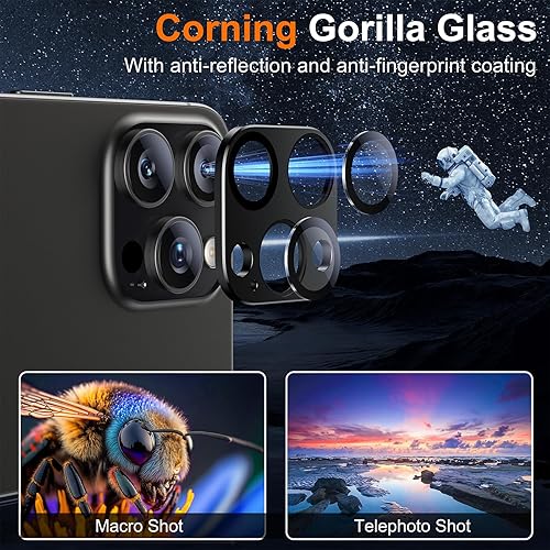 Miniatura 3 de Ksleri Paquete de 2 protectores de lente de cámara para iPhone 15 Pro MaxiPhone 15 Pro, protección contra caídas, cubierta de cámara de vidrio