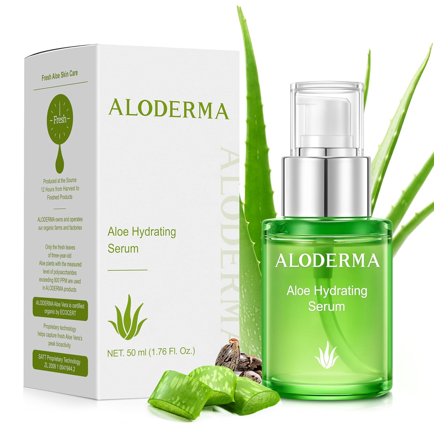 Aloderma Hydrating Aloe Face Serum Made with 69% Organic Aloe Vera – Deep Moisturizing Lightweight Aloe Vera Facial Serum with Hyaluronic Acid for Flawless Skin – Nourishing Serum for Face – 1.7oz Aloderma Hydrating Aloe Face Serum Made with 69% Organic Aloe Vera – Deep Moisturizing Lightweight Aloe Vera Facial Serum with Hyaluronic Acid for Flawless Skin – Nourishing Serum for Face – 1.7oz