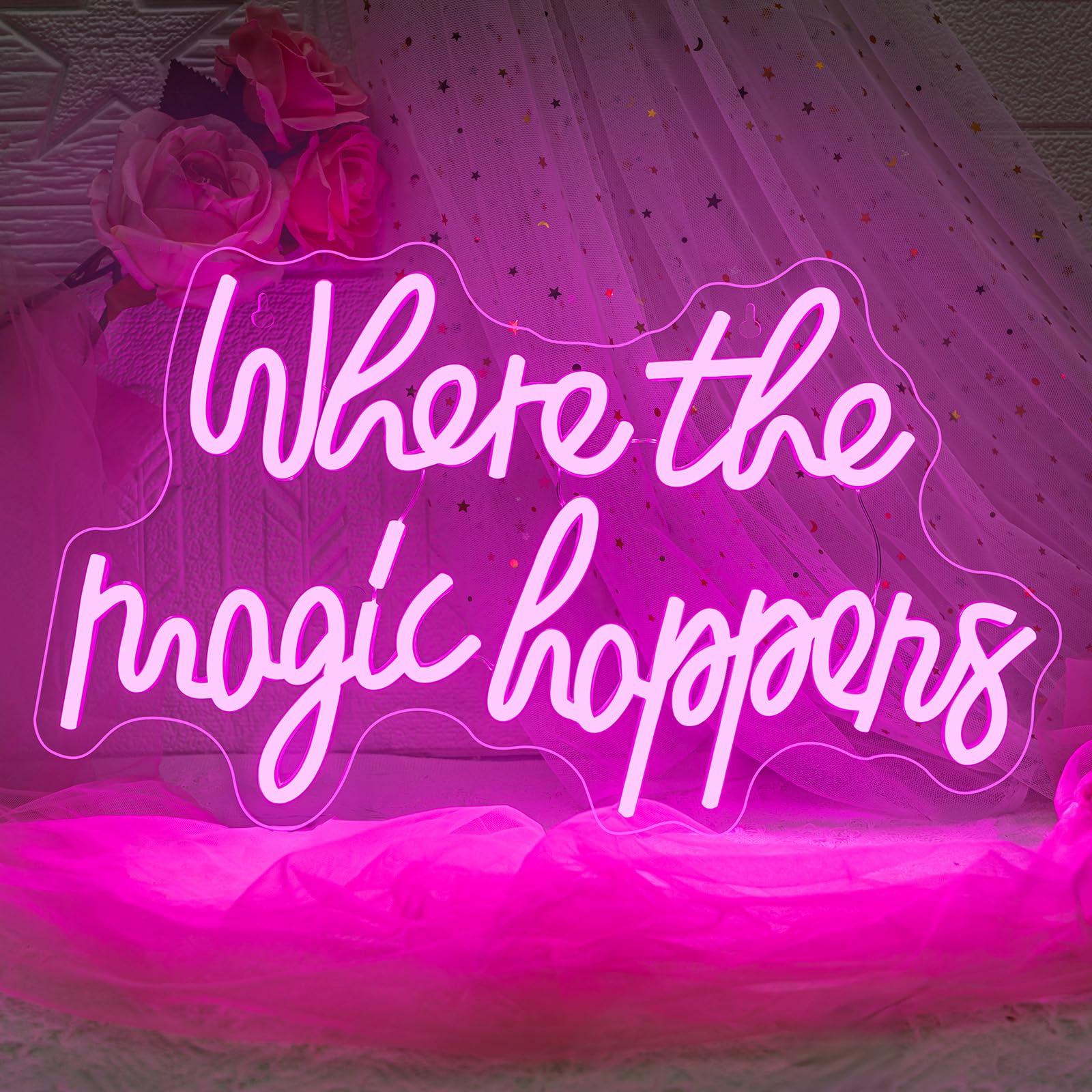 Where The Magic Happens Neon Sign Led Pink Word Light Up Signs