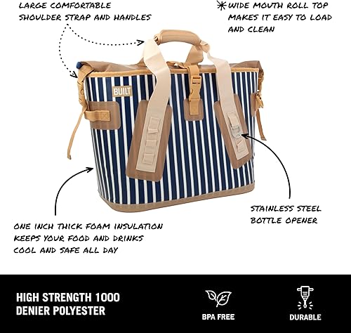 Miniatura 2 de BUILT Enfriador suave soldado grande, soporta hasta 10 libras, rayas atlánticas