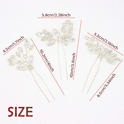 Miniatura 9 de Oriamour Juego de 6 horquillas de cristal para novia, accesorios para el cabello de boda para mujeres y niñas, paquete de 6 (oro rosa)