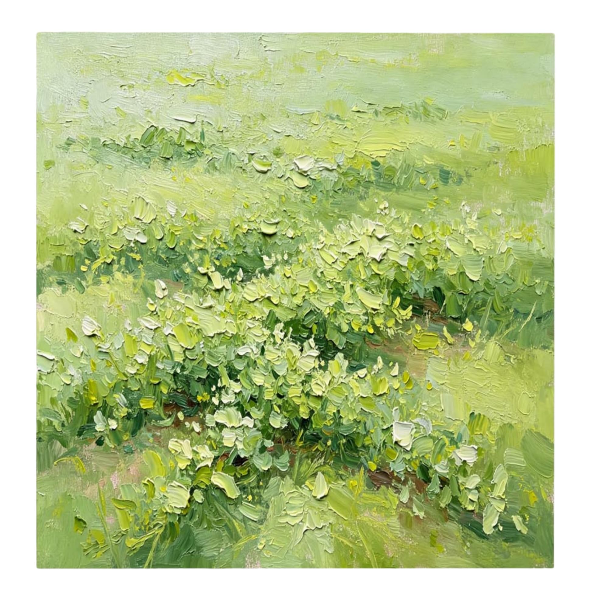 Cuadro De Pared Grande En Lienzo para Sala De Estar Pintado A Mano con Técnica Impasto Paisaje De Pradera Primaveral Pintura Al Óleo Decoración De Pared Estilo Granja Boho para Dormitorio Casa De