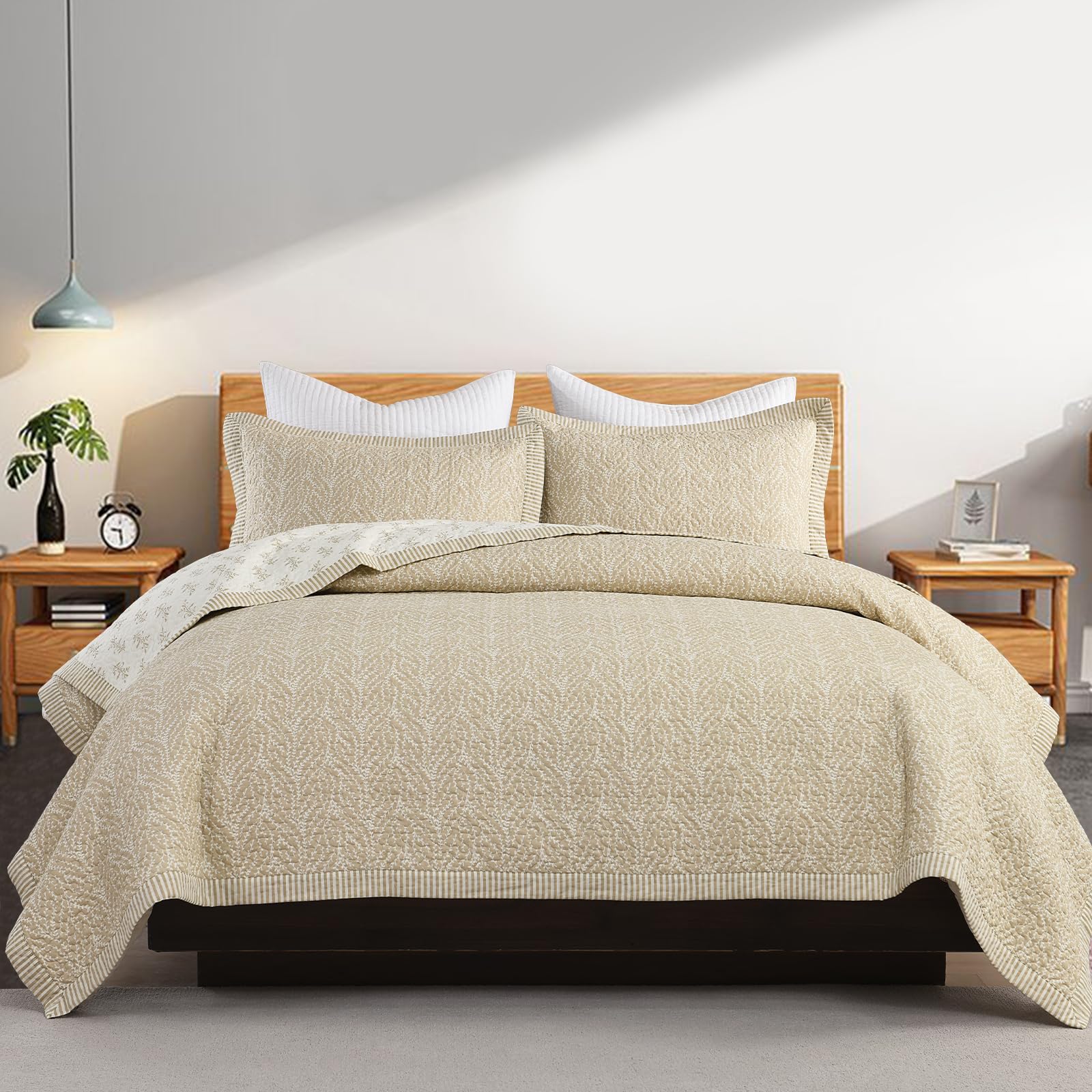Edredón 100% algodón EWlinens color avena para renovar el confort del dormitorio principal