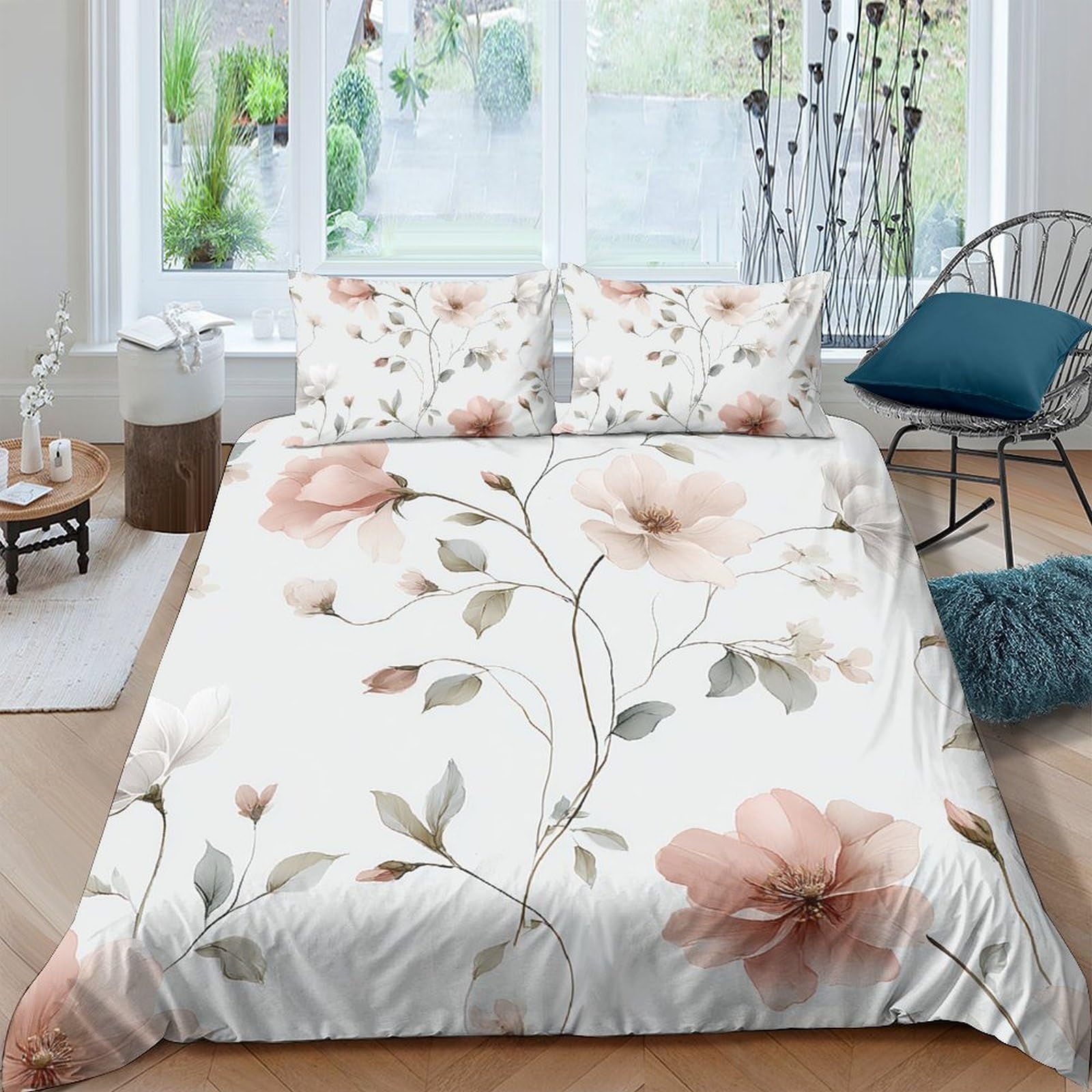 Ctjqhvkz Style-5 3D Printed Floral Blossom Fitted Sheet Microfiber Soft Pink Botanical Mattress Cover For Bedroom Guest Room Decor Single（135X200cm）