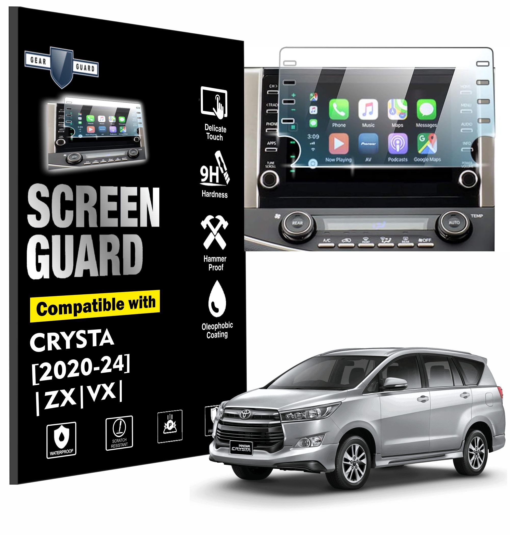 Gear Guard Toyota Innova Crysta Z Facelift Accessories 2022 Touch Screen Protector 8inch - Clear