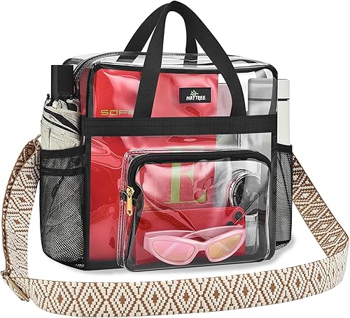 Vista 32 de MAY TREE Bolsa transparente para eventos en estadios de 12 x 6 x 12 pulgadas, bolsa de almuerzo transparente con correas reforzadas para trabajo