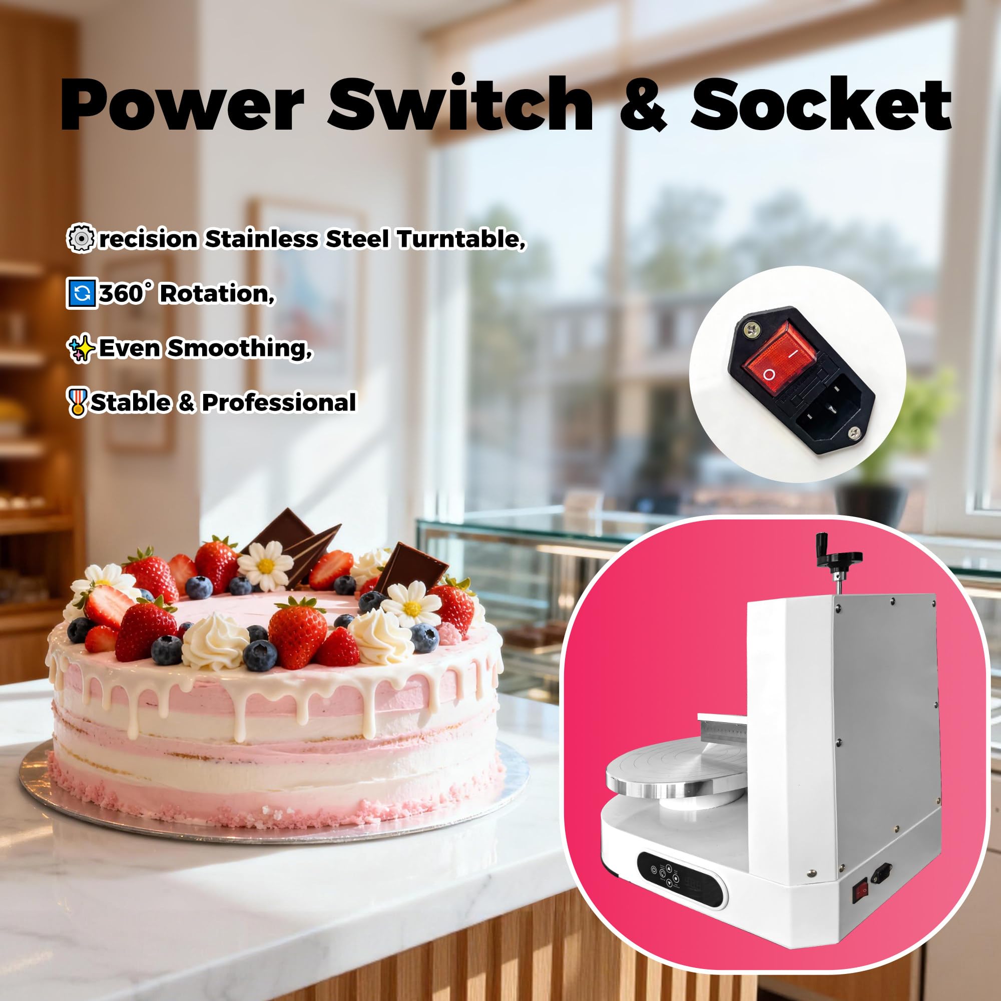 elektrischer Torten Dekorierer, Kuchencreme-Verteilmaschine, Beschichtungs-Dekorationsmaschine, Geringe Geräuschentwicklung, Für 4-12" Kuchen, Automatische Kuchendekorationsmaschine Green-220V