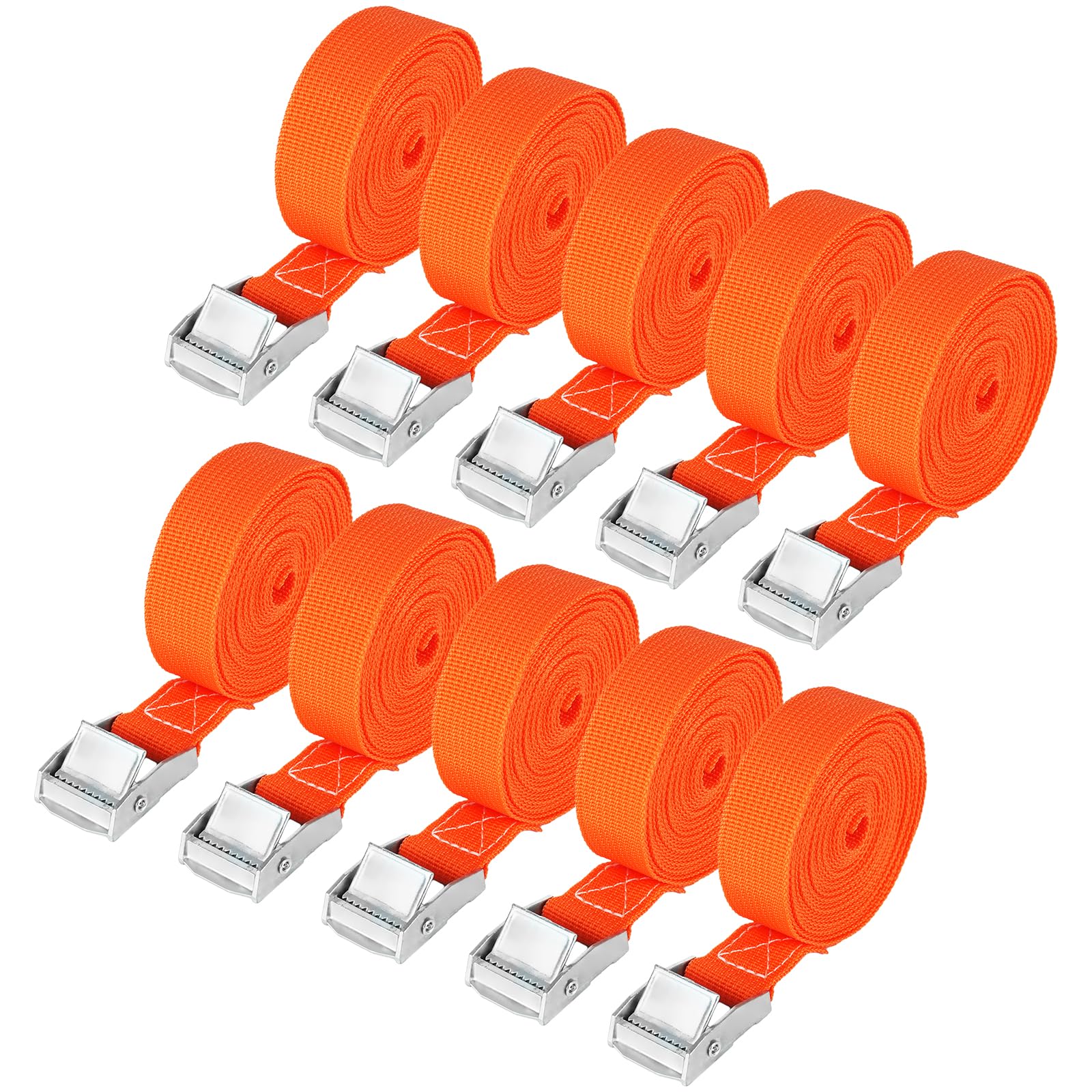 10 PCS Sangle Arrimage 25 Mm X 4 M - Sangles Déménagement Avec Clip - Charge 250 Kg - DIN EN 12195-2 - Noir